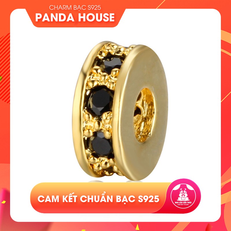 Charm hợp kim chặn hạt mạ vàng đính đá 3*8mm - Panda House