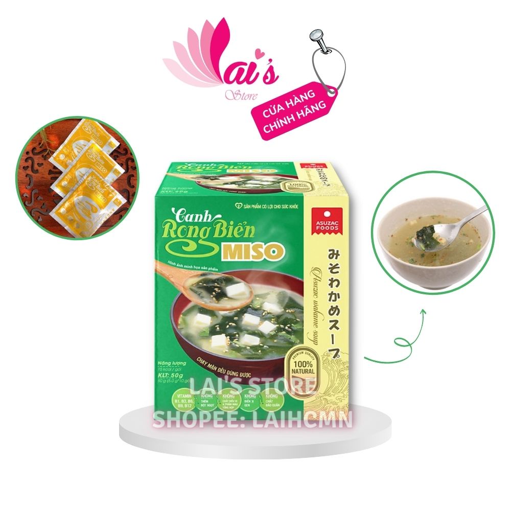 Hộp 10 Gói Canh Rong Biển Miso 50gDinh Dưỡng Cao, Chay Mặn Đều Dùng Được.