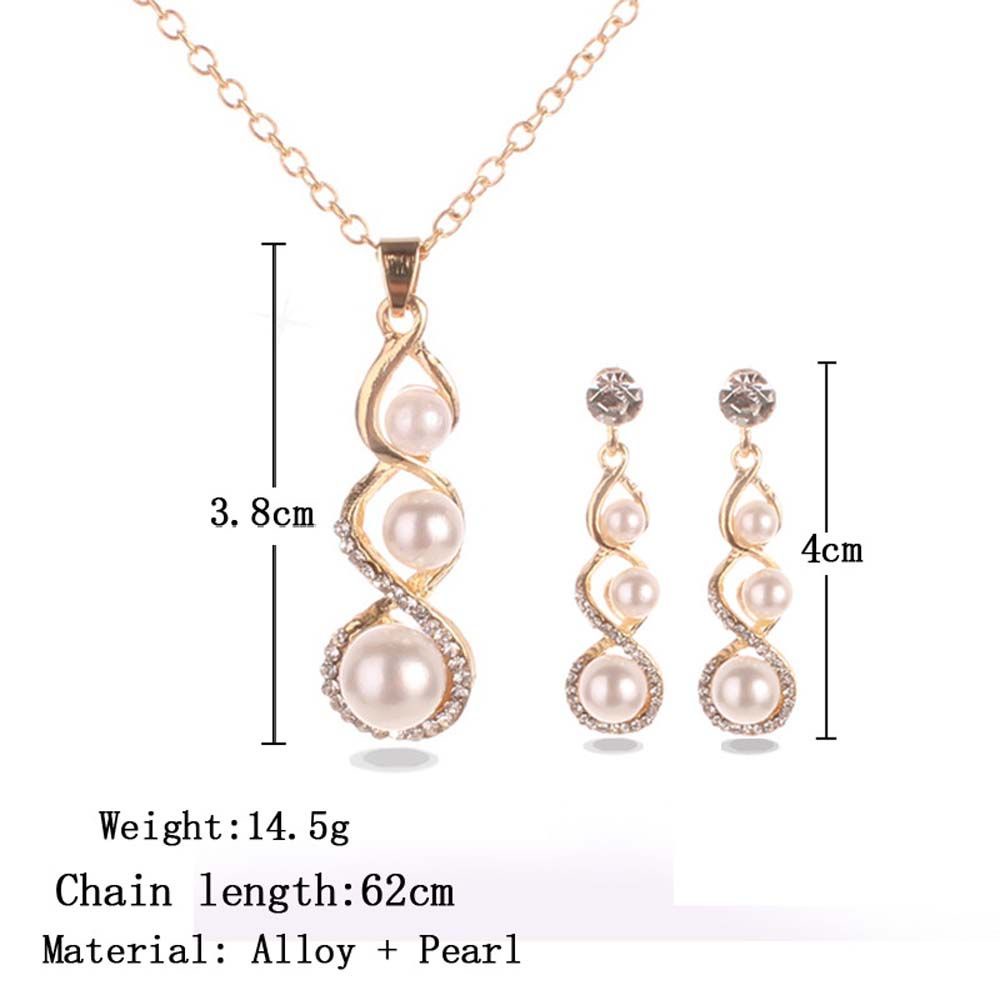 Bộ Vòng cổ + Bông Tai Hình Giọt Nước Đính Ngọc Trai Giả Sang Trọng Nhiều Màu Chất Lượng Cao Cho Nữ