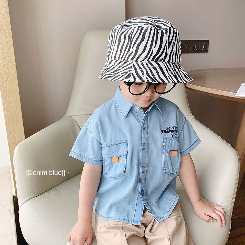 Áo Sơ Mi Jean Ngắn Tay Thời Trang Hè Cho Bé Trai