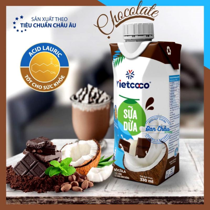 Sữa dừa socola Vietcoco hộp giấy 330ml thơm ngon dễ uống