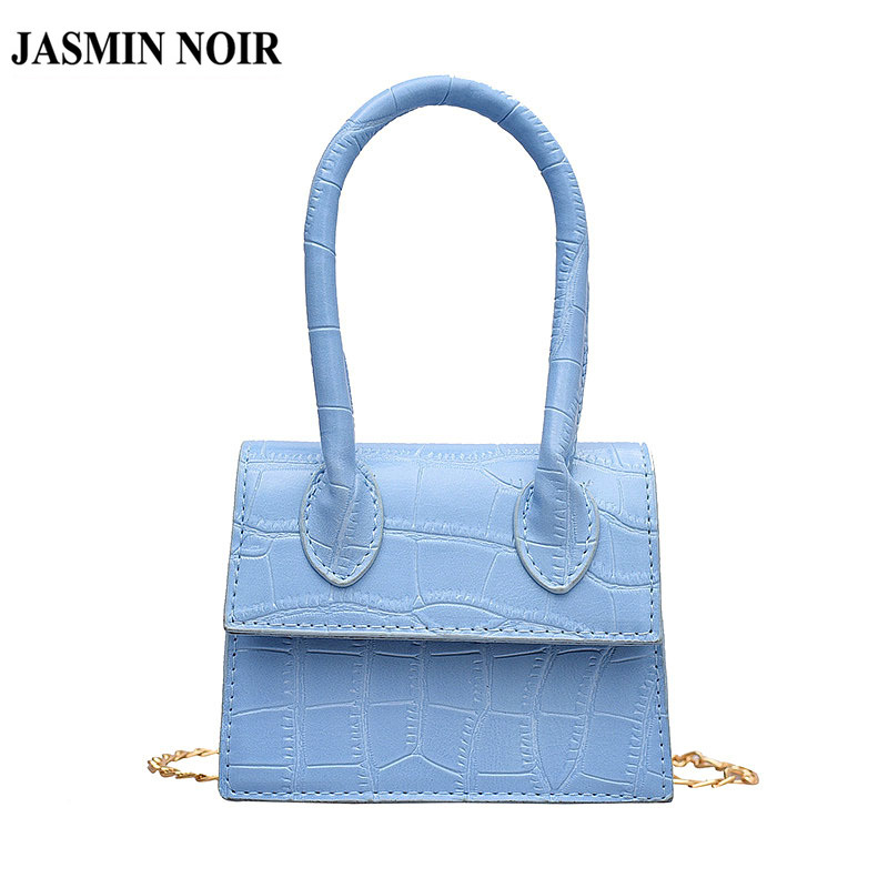 Túi đeo chéo JASMIN NOIR dây đeo chuỗi xích nắp lật nhỏ họa tiết da cá sấu dành cho nữ