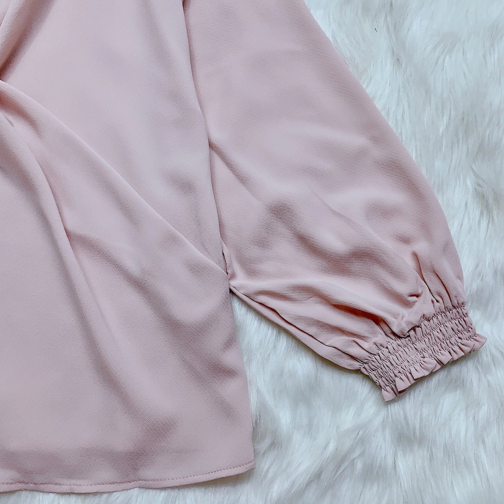 Áo sơ mi nữ form rộng tay dài vải voan màu trắng