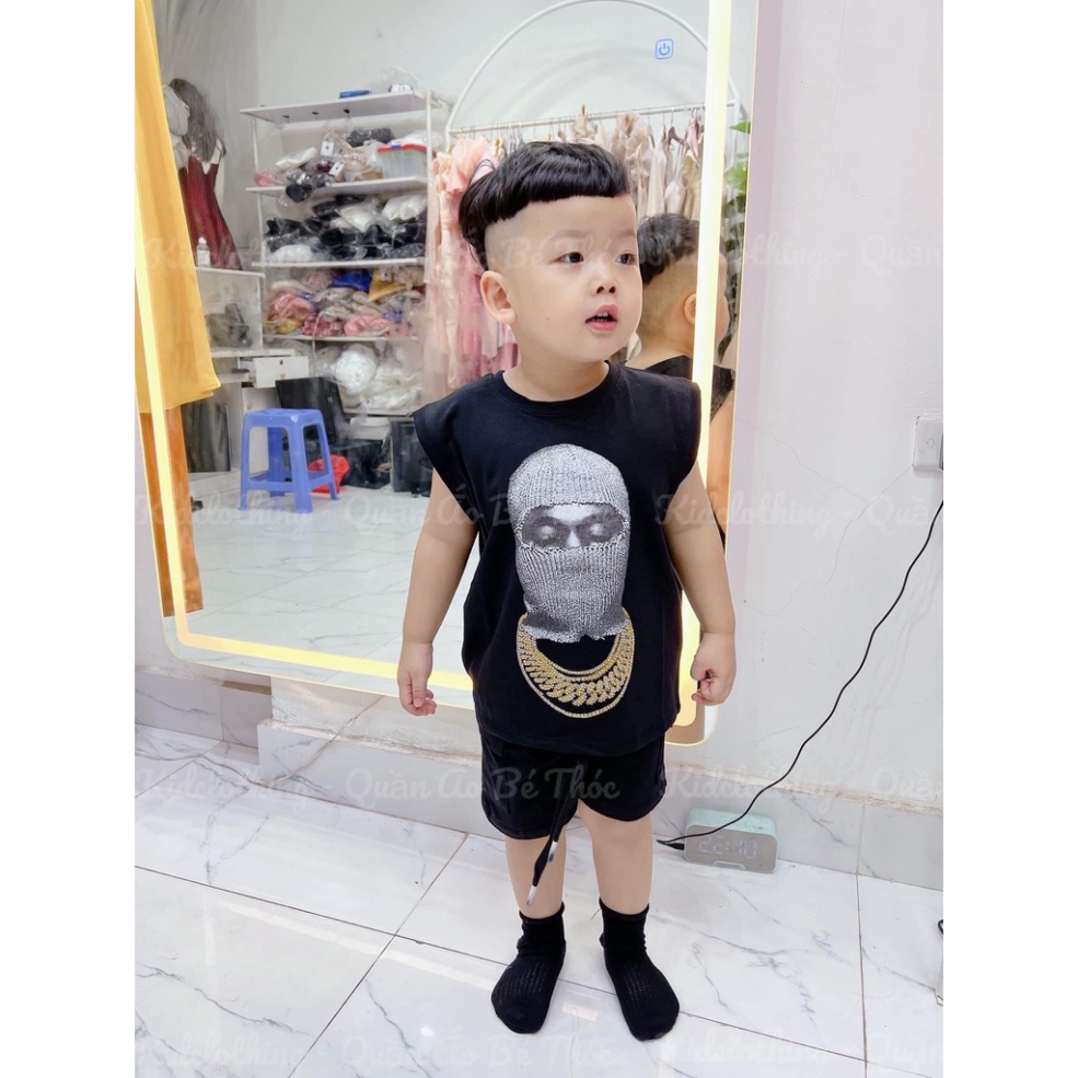 Bộ quần áo mùa hè cho bé trai, bộ áo ba lỗ họa tiết NINJA quần túi hộp cho bé size 8-33kg