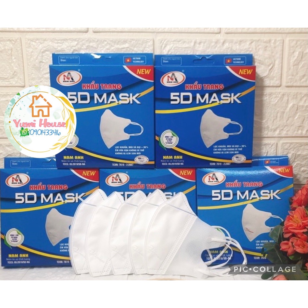 [ COMBO 5 HỘP - 5D MASK-QUAI THUN]Khẩu trang y tế kháng khuẩn 3 lớp Famapro 5D Mask