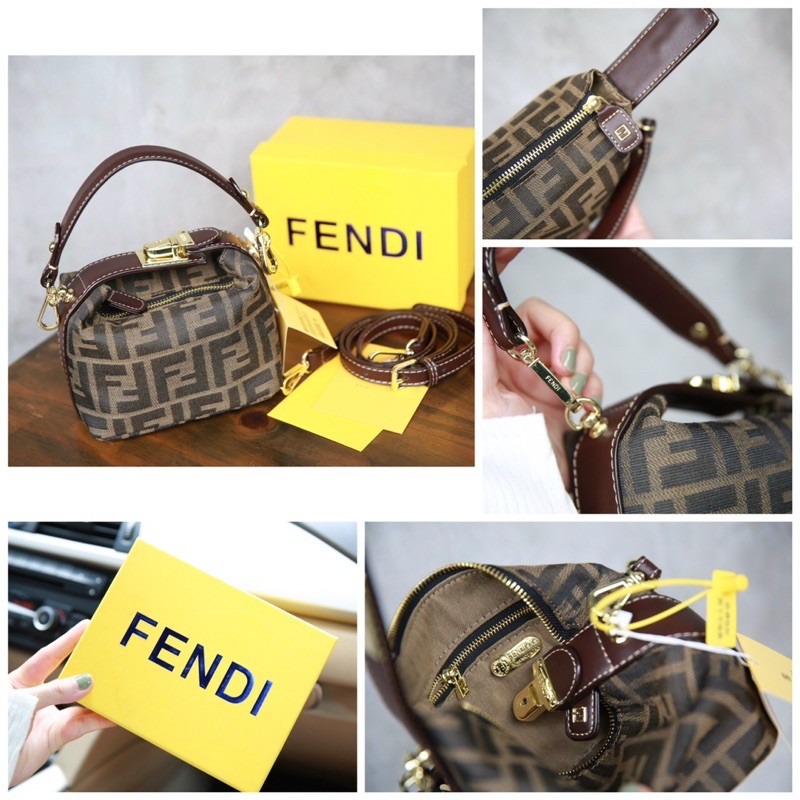 Túi xách nữ đeo chéo hoạ tiết FF màu nâu hàng cao cấp fullbox có hộp