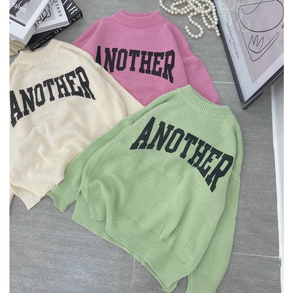 Áo len sweater in chữ 3màu phong cách hàn quốc mùa thu đông năng động