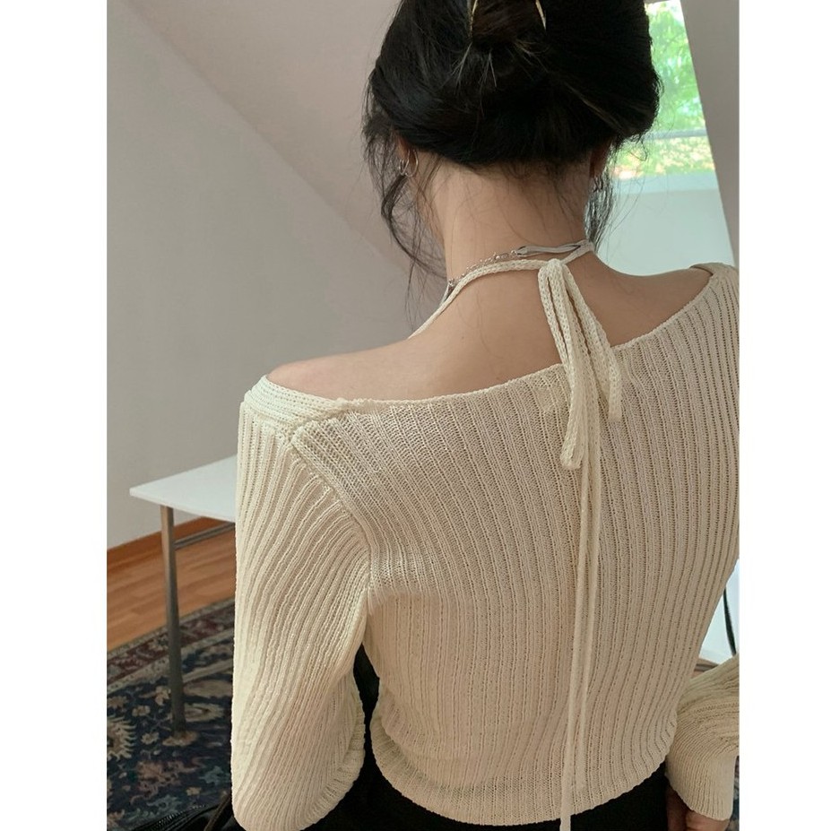NZN Áo sweater trễ vai tay dài dáng ôm gợi cảm thời trang dành cho bạn nữ