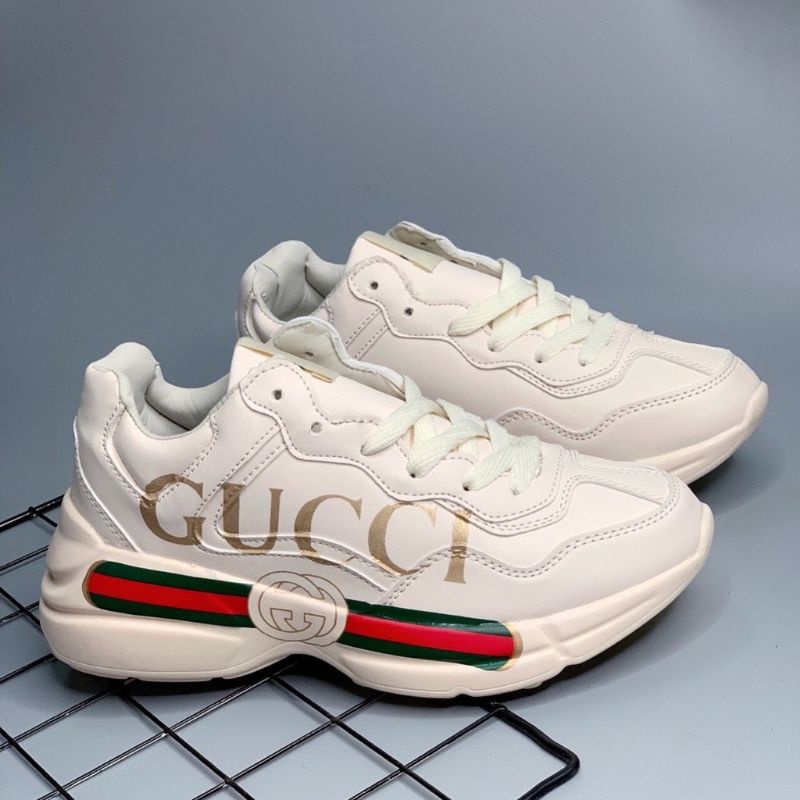 [Full Box] Giày Thể Thao Nam Nữ ChunKy Gucci Rhyton màu kem siêu đẹp độn đế | BigBuy360 - bigbuy360.vn