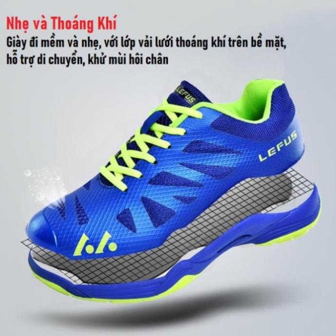 Giày cầu lông Lefus L00 sắc đen huyền bí, giày đi nhẹ, EVA giảm chấn, ôm chân, bám sàn tốt, kèm quà tặng < ^ * * -