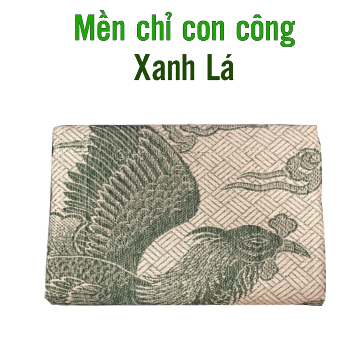 Mền chỉ cotton con công xanh lá 1m6 x 2m , 700g - 800g