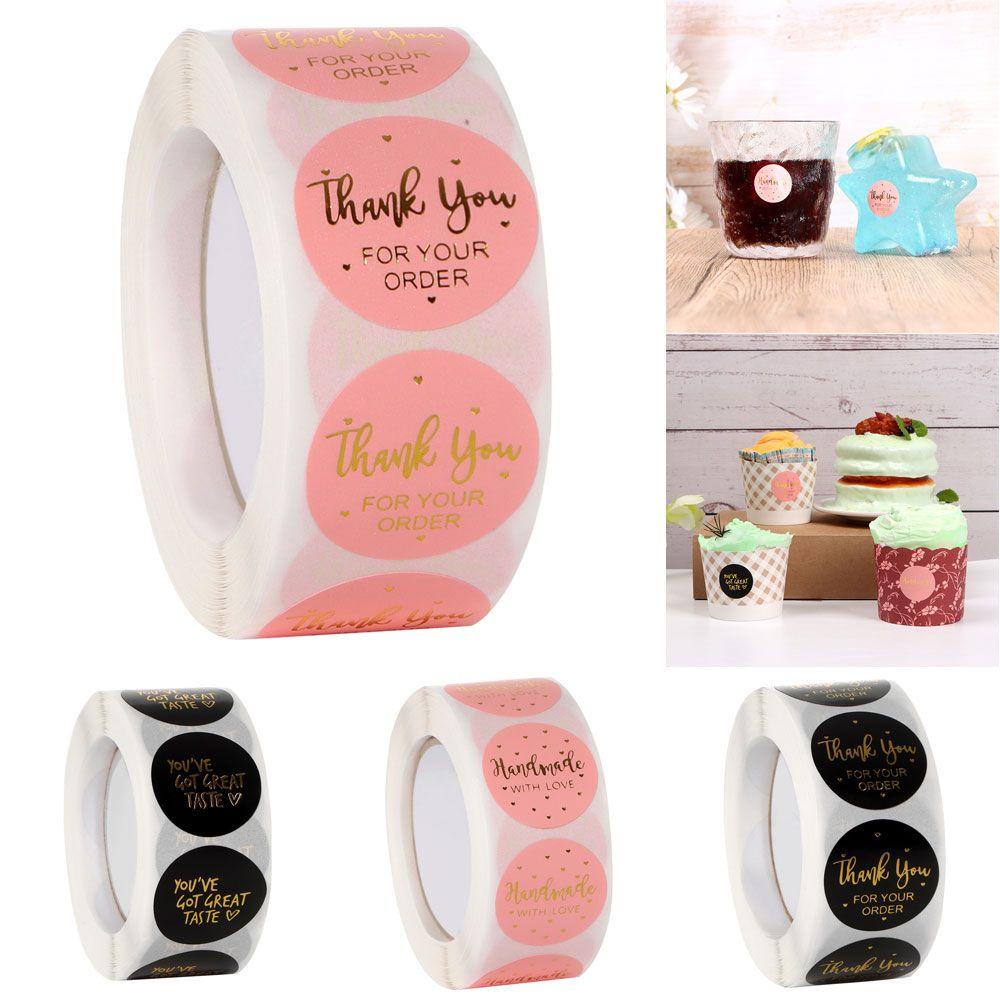 Cuộn 500 Miếng Dán Thank You Tự Dính Nhiều Kiểu Dáng Đa Dạng