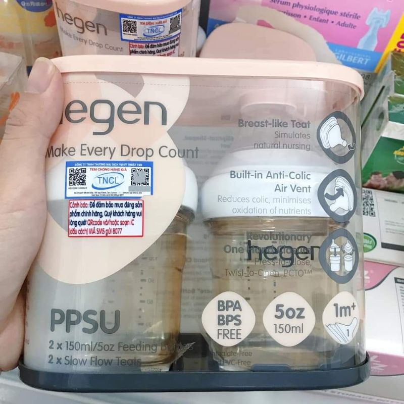 Bình sữa Hegen 150ml/240ml/330ml. Hỗ trợ đổi núm