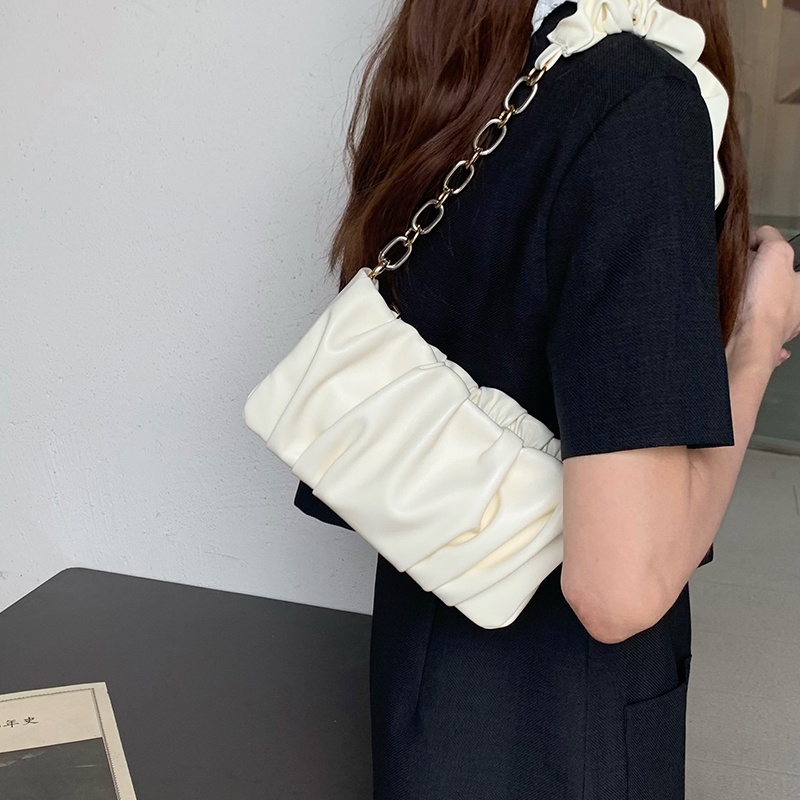 Túi xách IELGY đeo chéo vai dây xích bằng da mềm hình đám mây kiểu Hàn cho nữ