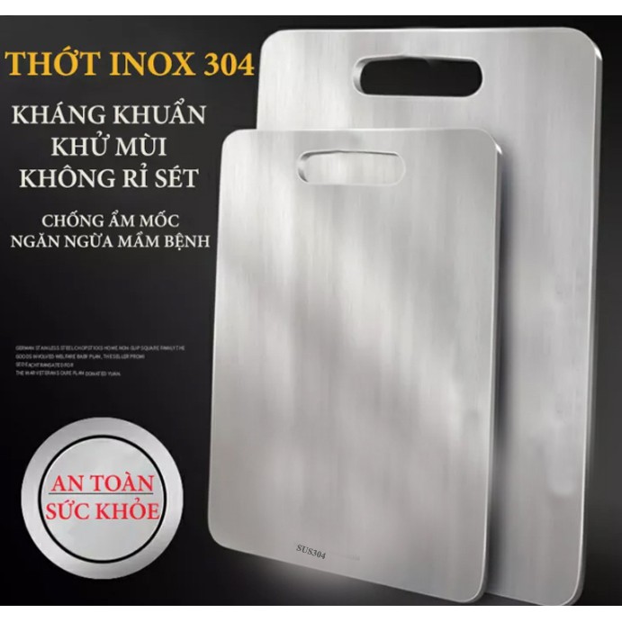 Thớt Inox 304 Kháng Khuẩn Cừờng Lực- Vệ Sinh Dễ Dàng- Rã Đông Nhanh - Chống Ẩm Mốc - Không Xước Dăm- Không Mùn Gỗ