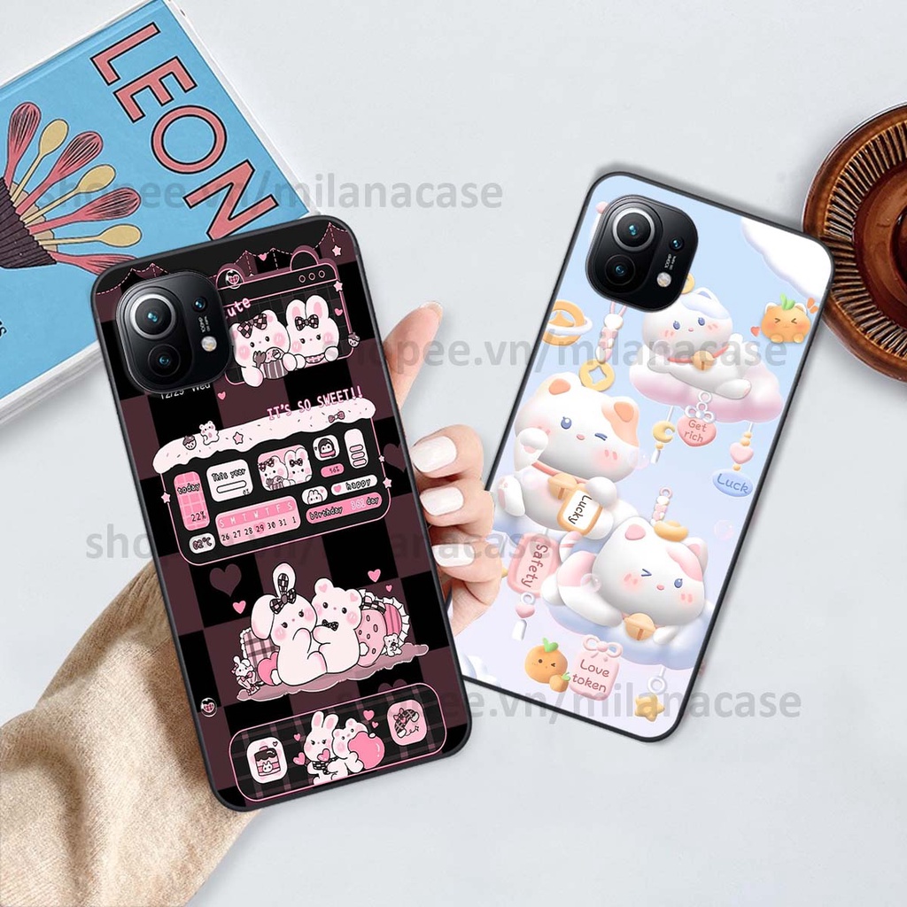 Ốp Xiaomi Mi 11 / Mi 11T / Mi 11 Lite hình đồng hồ icon gấu mèo cute cực dễ thương ngộ nghĩnh