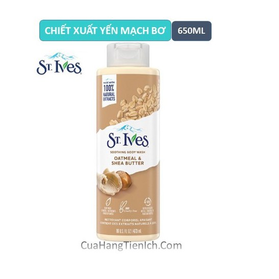 Sữa tắm ST.Ives yến mạch bơ, cam chanh, muối biển 650ML