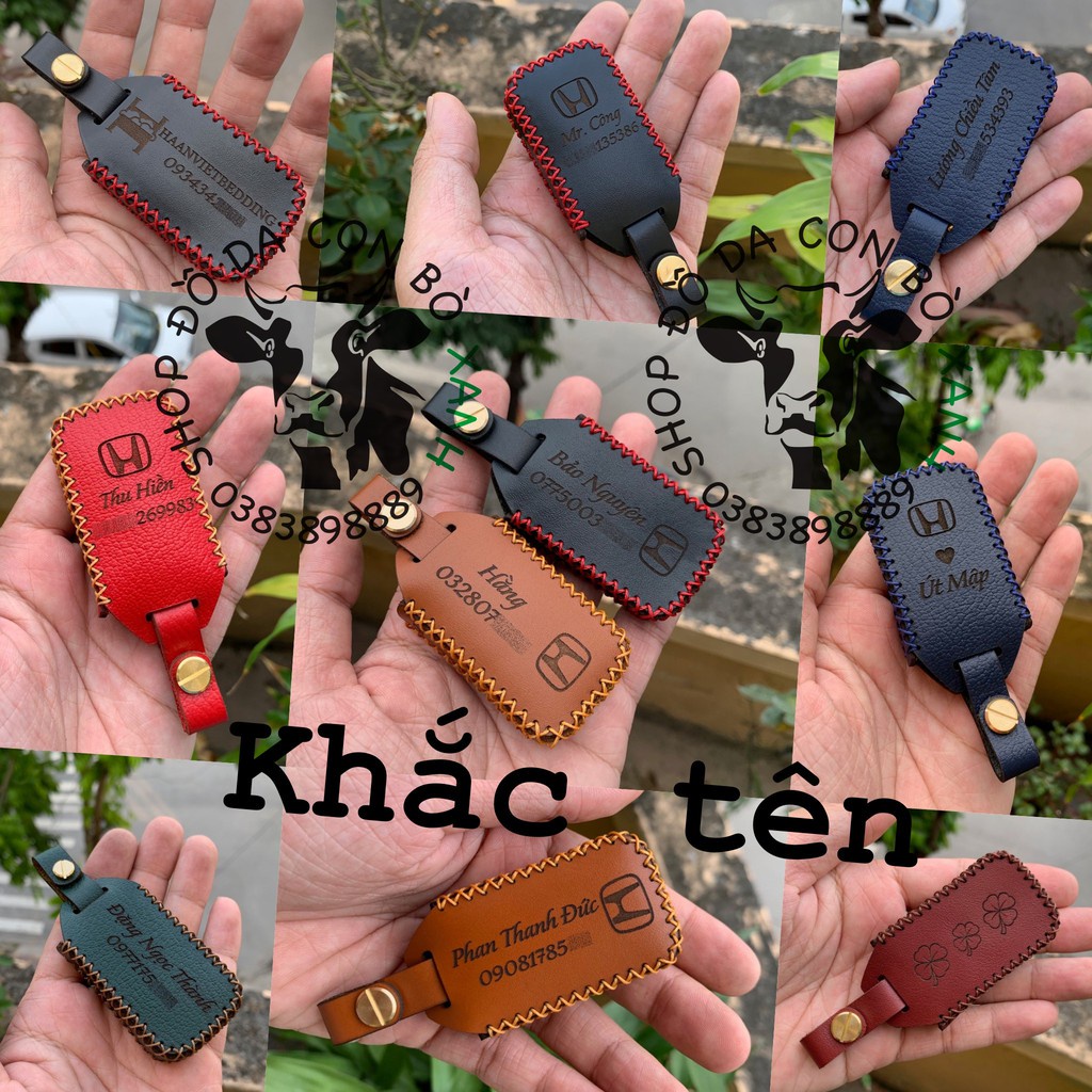 [Màu đỏ] Bao da chìa khoá Honda City, CRV, CIVIC, ACCORD, CR-V handmade da thật 003