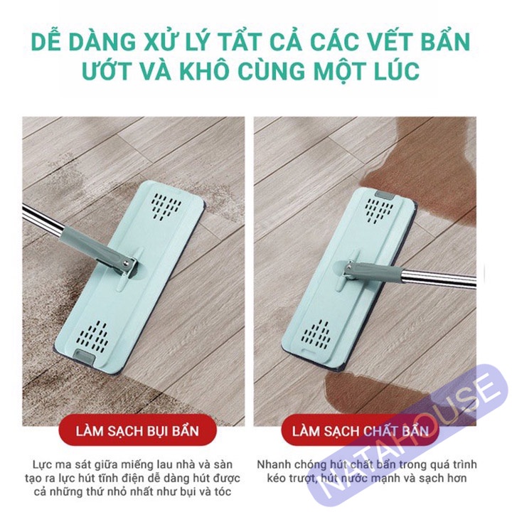 Cây Lau Nhà Tự Vắt Thông Minh, Bộ Chổi Lau Nhà 360 độ Lau Sạch Khô Nhanh SAGOKER BLNEC
