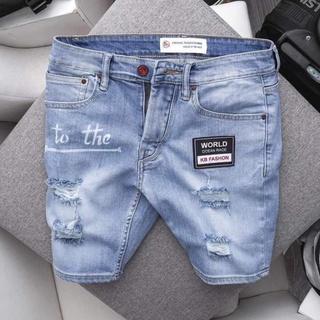Quần Short Jean Nam XuMon - Short Bò Nam Ngố Cao Cấp DT93XM Vải Coton Co Dãn Đẹp