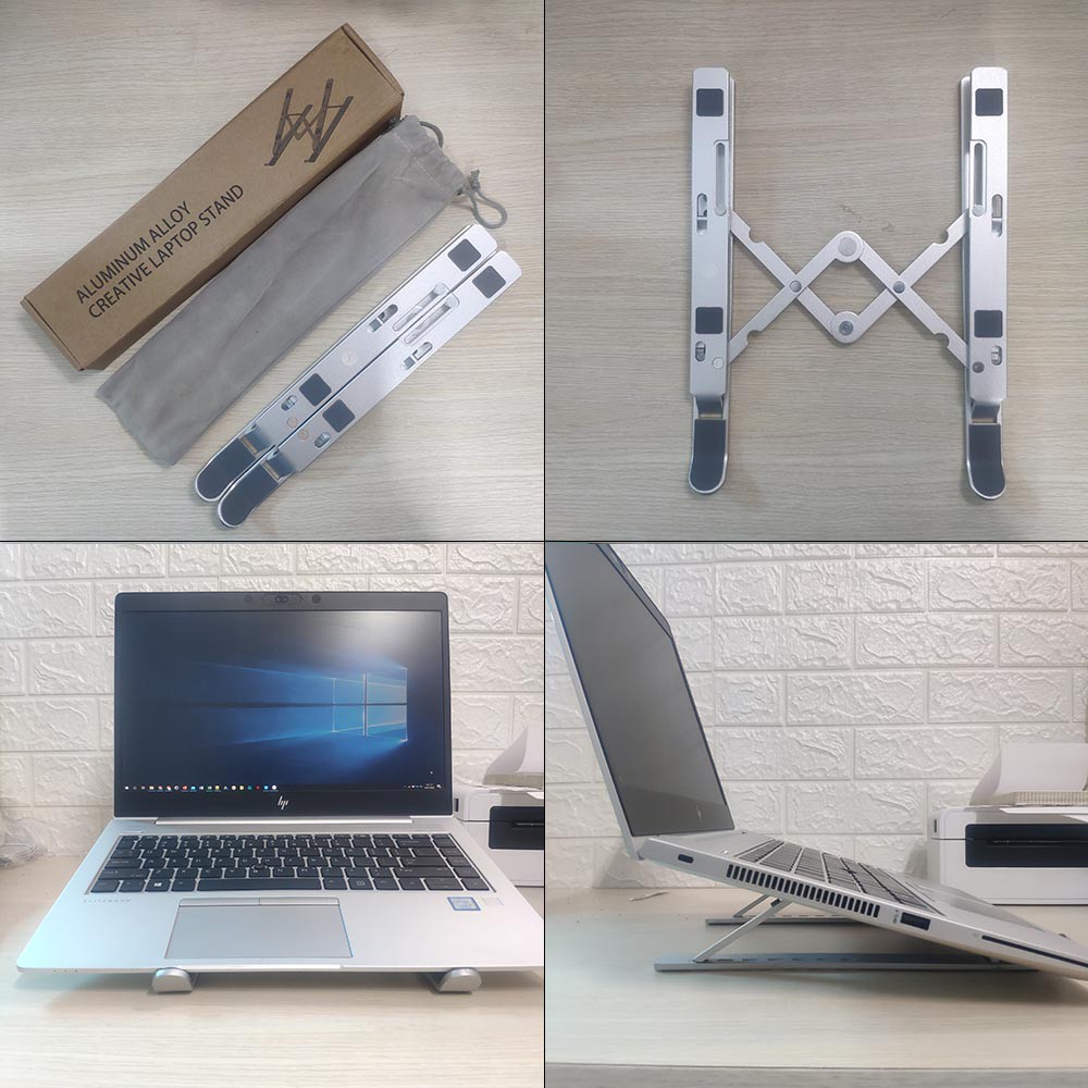 Giá đỡ laptop - Macbook nhôm cao cấp có túi đựng, có thể xếp gọn & điều chỉnh độ cao, sửa tư thế ngồi làm việc