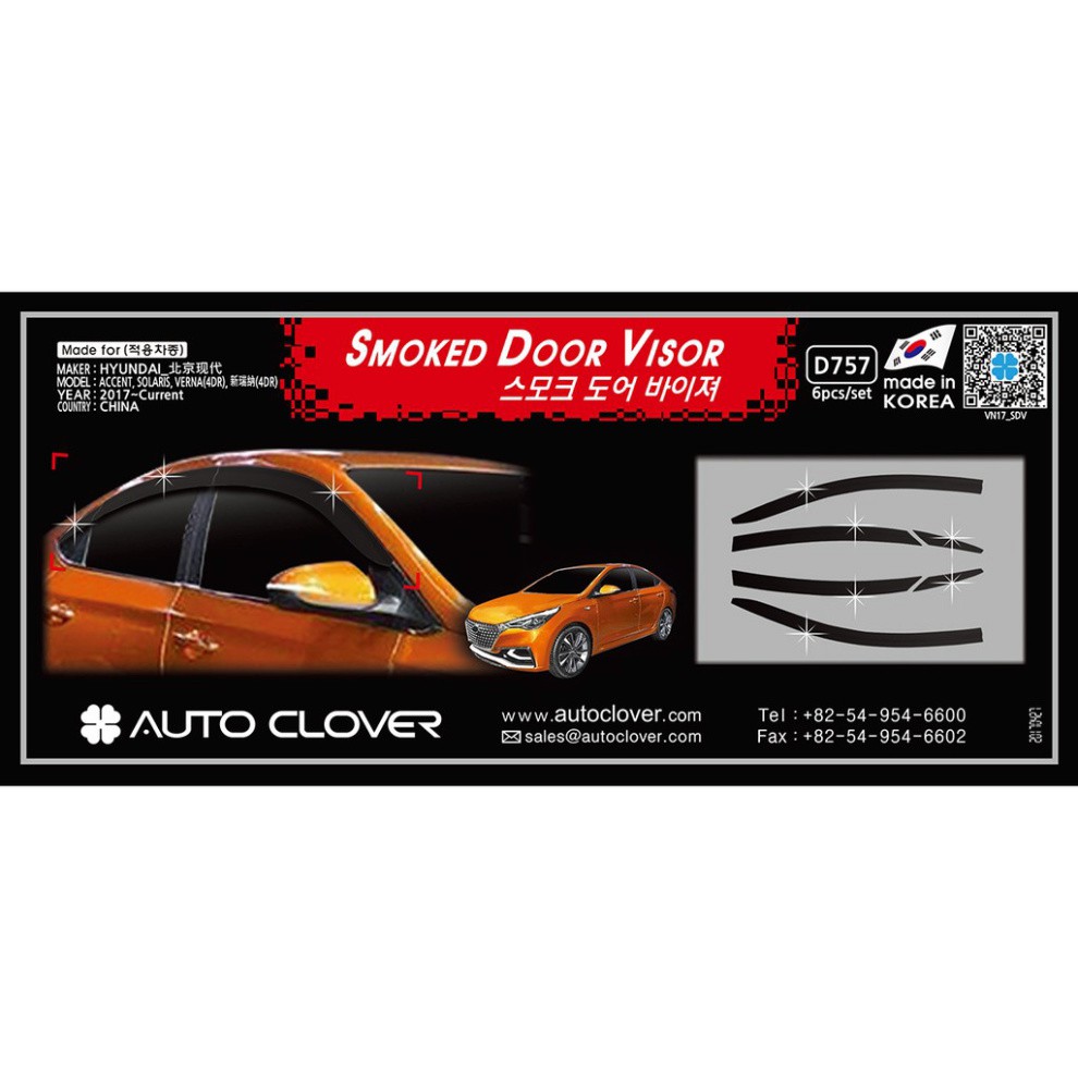 Vè che mưa Accent 2018-2019-2020 2021 2022 2023 .mẫu đen bóng 6 chi tiết chính hãng hàn quốc Auto Clover