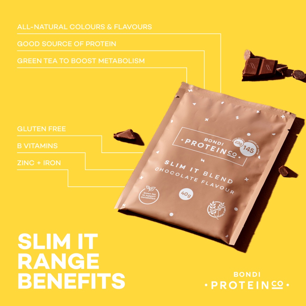 TÚI BỘT PROTEIN 40gr hàm lượng 22g Protein -Bondi Protein Co Slim It Blend Single Serve Sachet đủ vị giao ngẫu nhiên