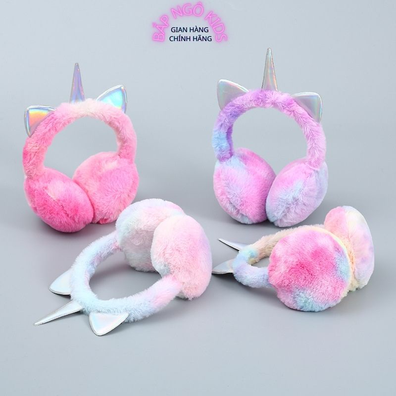 Bịt tai trẻ em, chụp tai giữ ấm cho bé gái Kỳ lân Unicorn Ngựa Pony nhiều màu sắc đáng yêu Bắp Ngô Kids