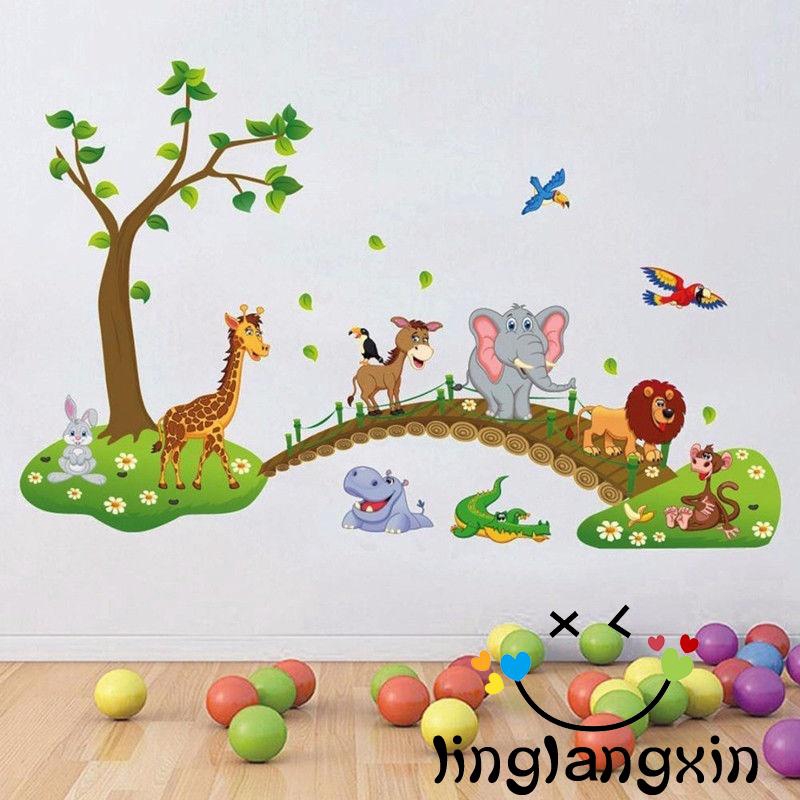 LLX-Sticker dán tường hình động vật dễ thương