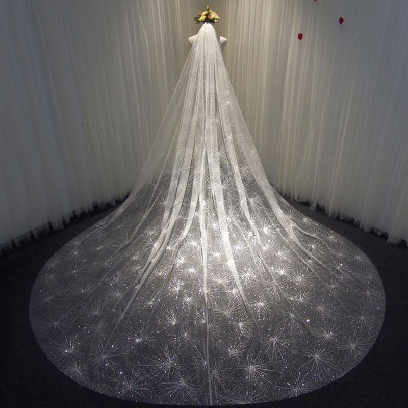 XIXI Khăn voan cô dâu một lớp đính đá lấp lánh sang trọng 3M