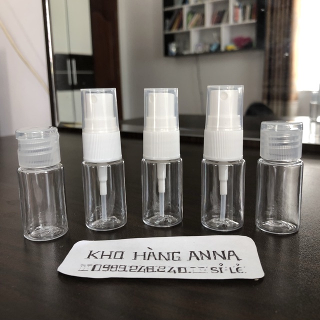 10 CHAI NHỰA TRONG SUỐT 10ML XỊT PHUN SƯƠNG - combo 10 Chai pet nhỏ 10ml xịt sương , chiết mỹ phẩm