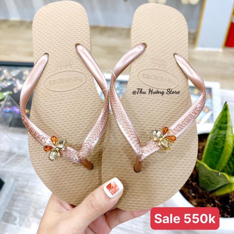 Dép Nữ Chính Hãng Slim Đính Bươm' Đá Nhí