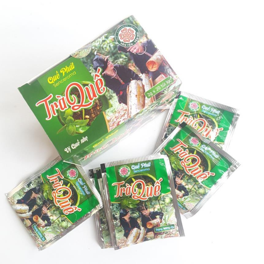 (Bán sỉ) Hộp Trà quế Quế Phát 40g (20 túi lọc 2g) (Vị NHẸ thơm) - Đặc sản vùng Quế Văn Yên Yên Bái - NPP HS Shop