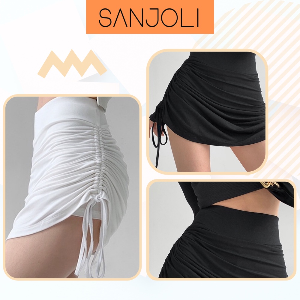 Chân Váy Ôm Body Rút Dây Kiểu Nữ Sexy, Nhún Bèo Tầng Hàn Quốc SANJOLI CV006