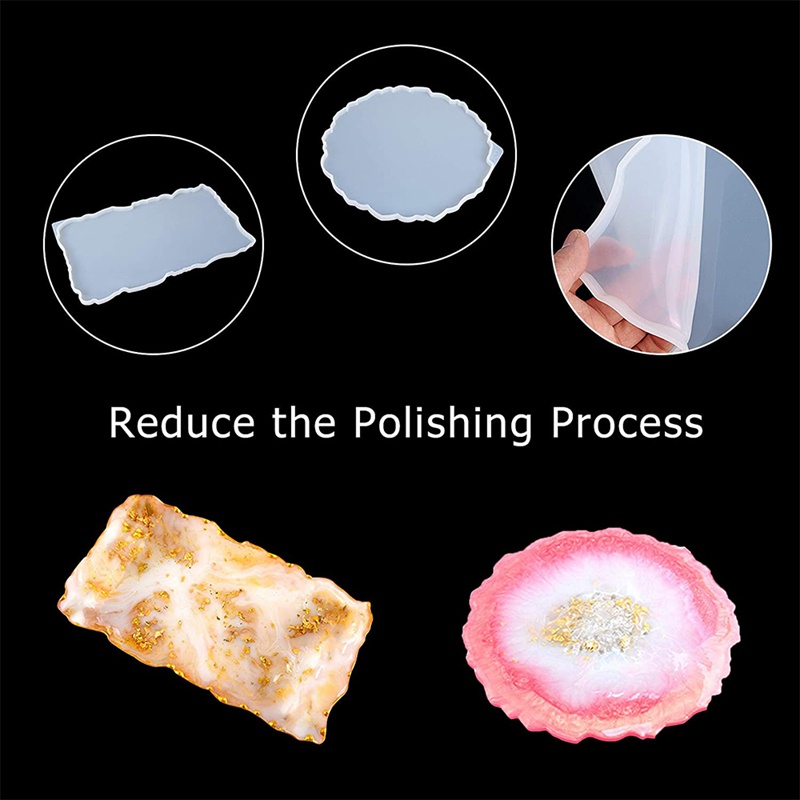 Bộ 2 Khuôn Silicone Làm Khay Resin Epoxy DIY Hình Chữ Nhật + Tròn