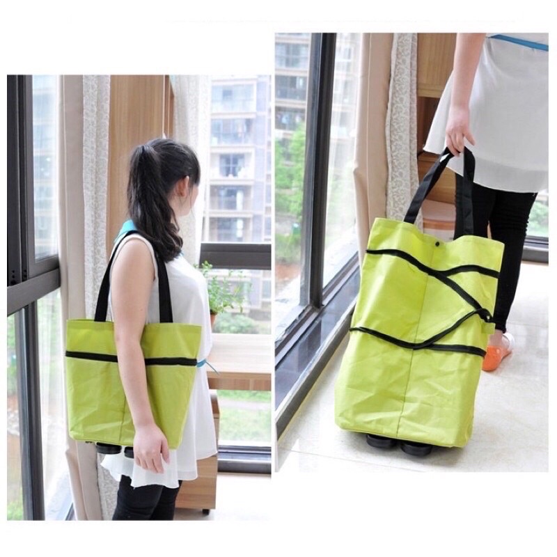 Túi đựng đồ khi đi mua sắm gấp gọn có bánh xe tiện lợi