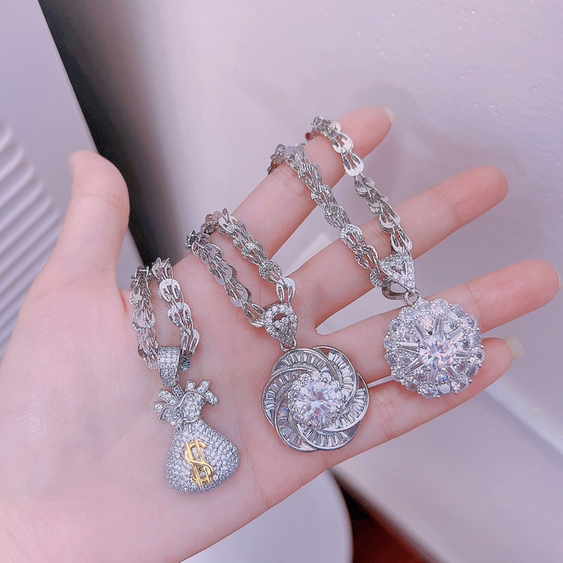 Dây chuyền đuôi phụng kèm mặt xi bạch kim siêu sáng siêu bền Kami