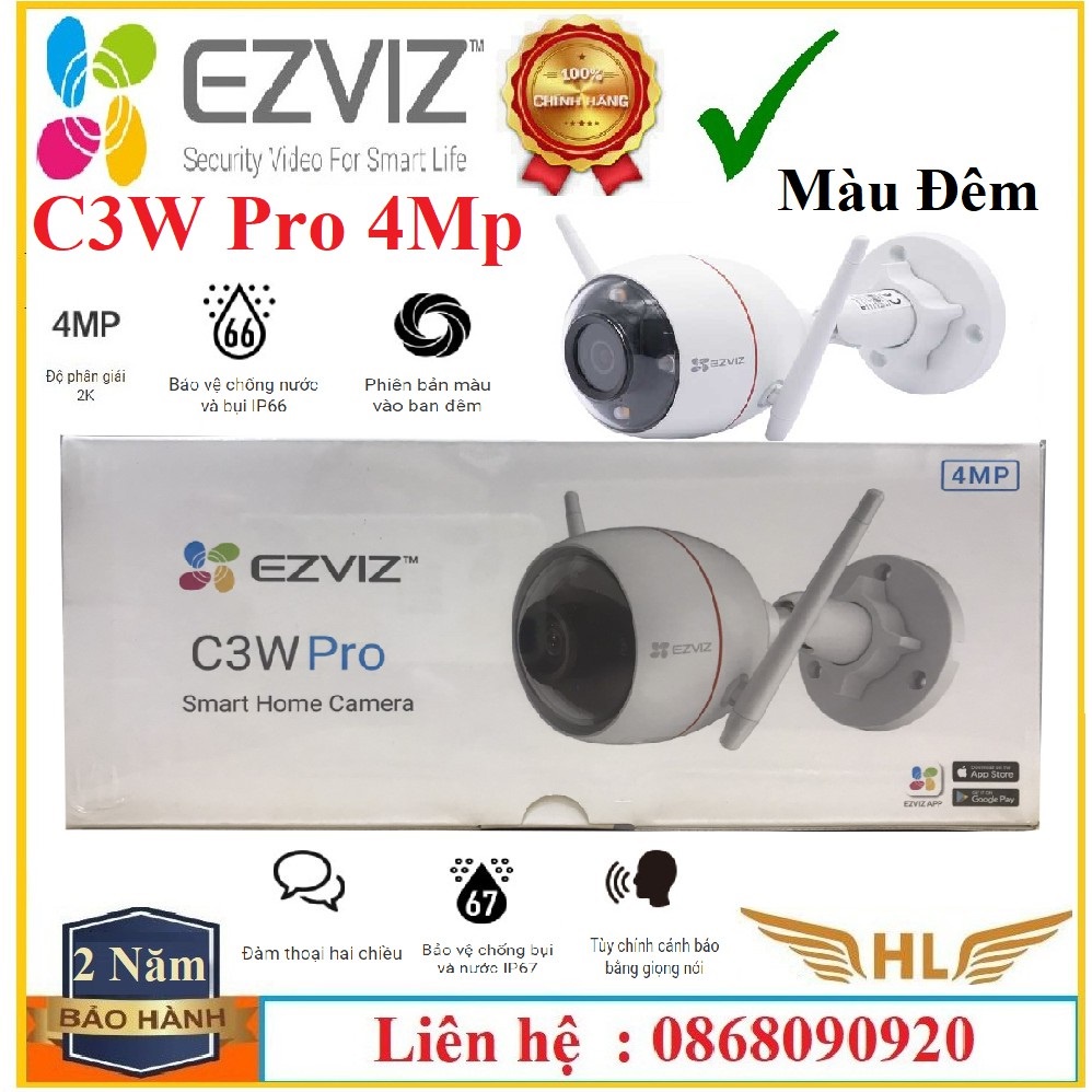 Camera Wifi Ngoài Trời Ezviz C3W 2Mp  Ezviz C3W Pro 4Mp,C3W Pro 2Mp ,Ezviz C3X Mắt Kép,Ezviz T30-10B-EU-Chính Hãng