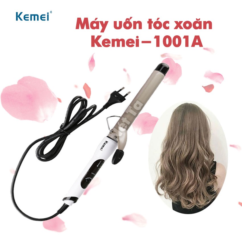 Máy uốn tóc Kemei-1001A cao cấp với 4 mức nhiệt độ phù hợp với mọi loại tóc dùng để uốn lọn, uốn xoăn tóc tự nhiên