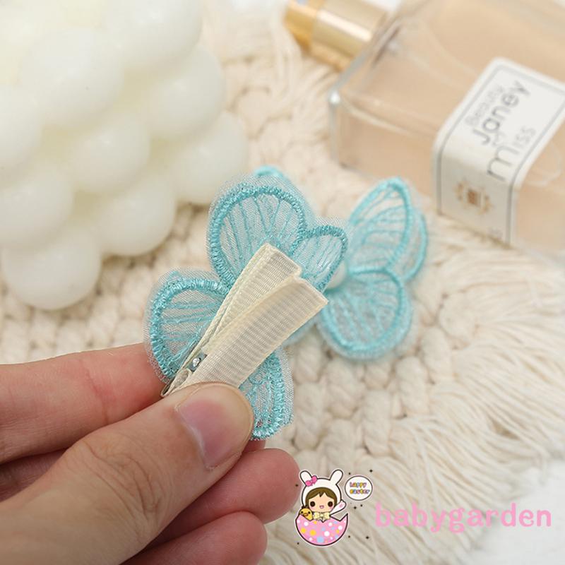 Kẹp tóc thêu hình bướm đính ngọc trai giả thời trang cho bé gái