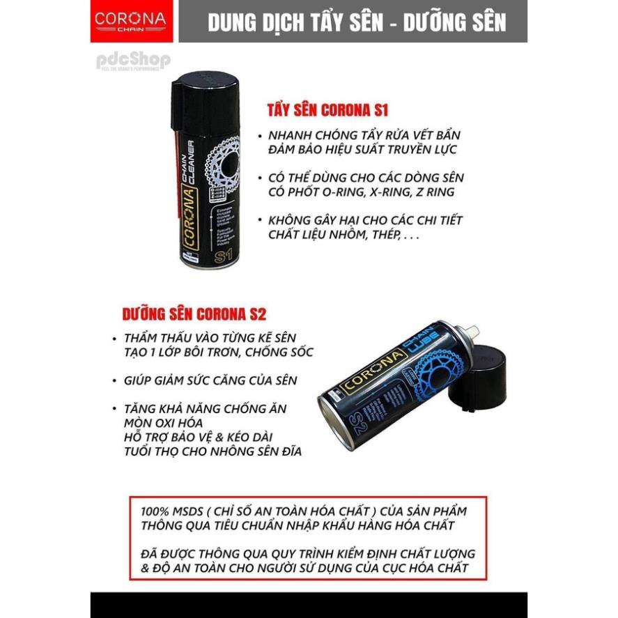 🏆 Bộ 3 Bảo Dưỡng Nhựa Nhám, Dưỡng Sên, Rửa Sên Thương Hiệu Corona - Bảo vệ Nhông Sên Dĩa 🏆