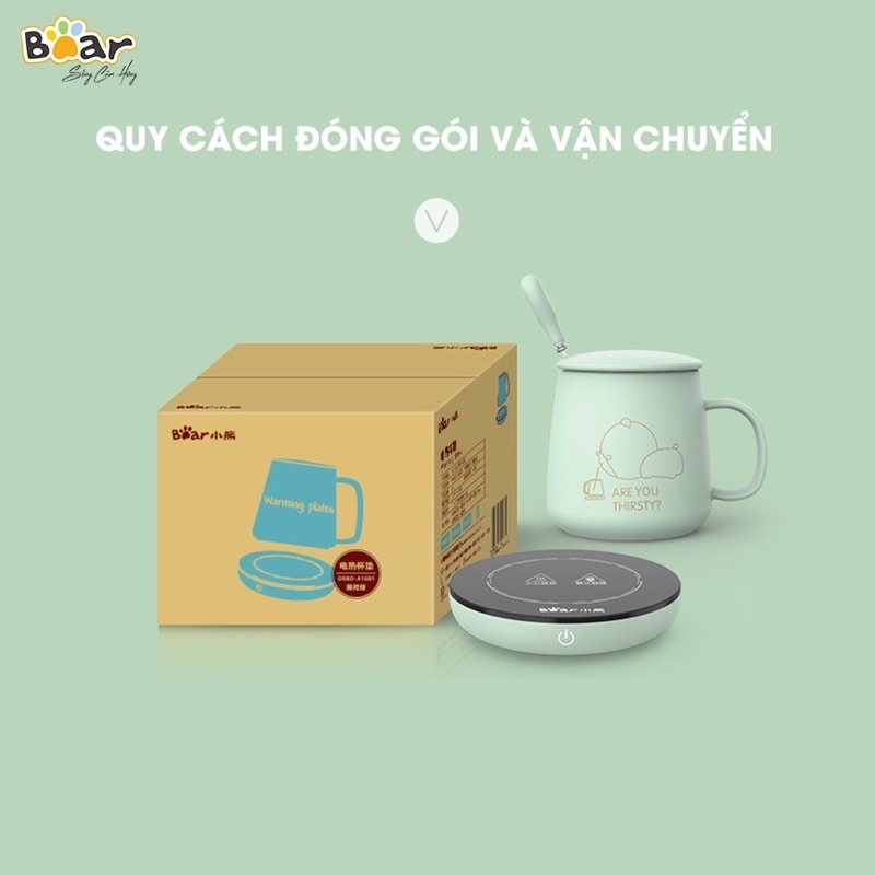 Đế hâm nóng Bear DRBD-A16B1 kèm cốc sứ màu xanh ngọc bích