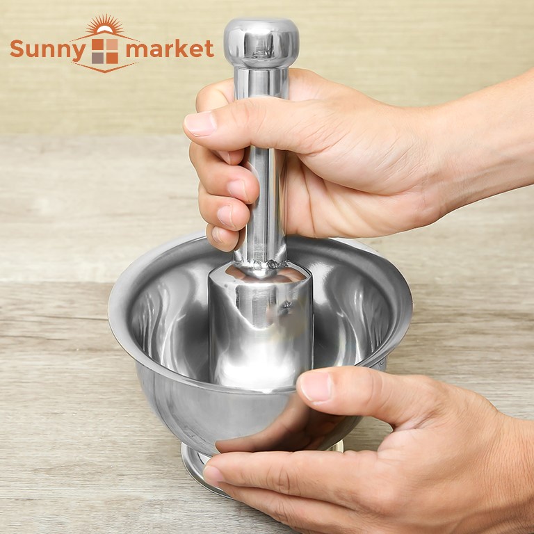 Bộ chày cối inox cao cấp đường kính 14 cm, inox sáng dễ vệ sinh