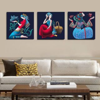 Bộ 3 tranh canvas cô gái nghệ thuật ( kèm khung tranh không viền) SR159