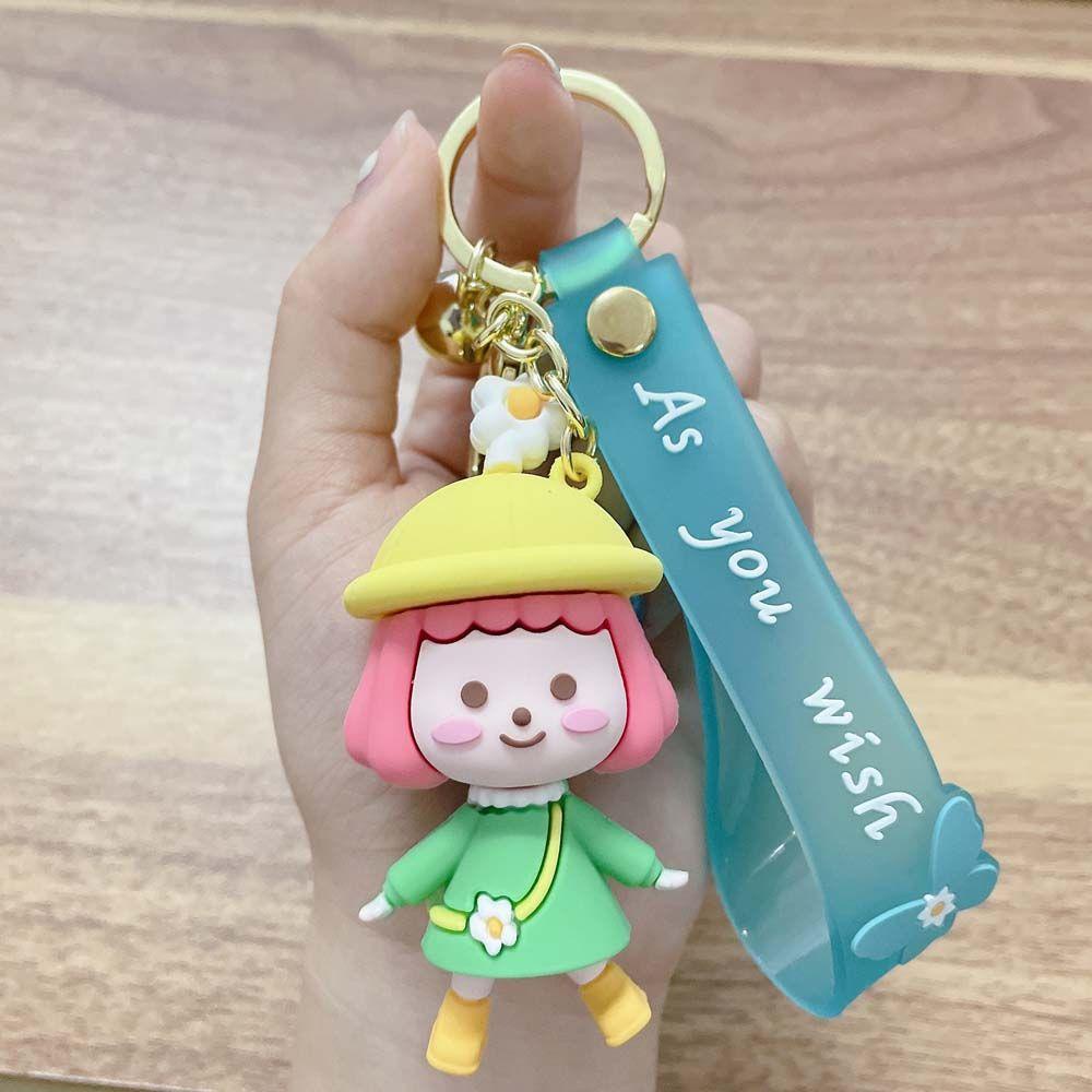 Móc Khóa Trang Trí Xe Hơi Hình Cô Gái Đội Nón Len Dễ Thương