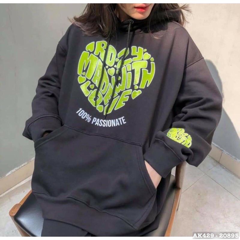 Áo Khoác Hoodie Nỉ Bông Form Rộng Unisex Couple Nam Nữ Sweater TIM XANH LÁ - AK3429 | BigBuy360 - bigbuy360.vn