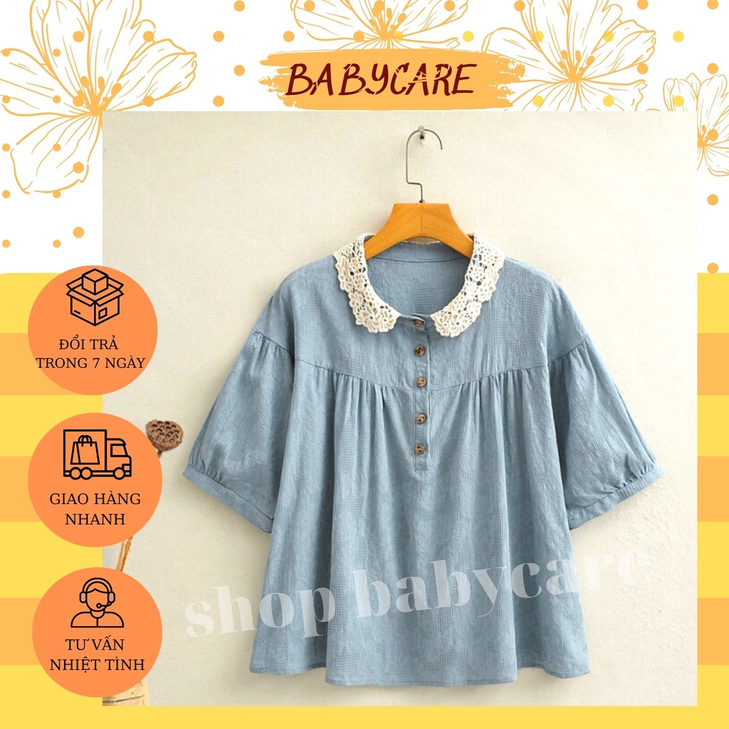 ÁO BẦU XINH THIẾT KẾ CỔ REN BÚP BÊ- ÁO BABYDOOL CÔNG SỞ RỘNG THOẢI MÁI KIỂU DÁNG HÀN QUỐC DỄ THƯƠNG
