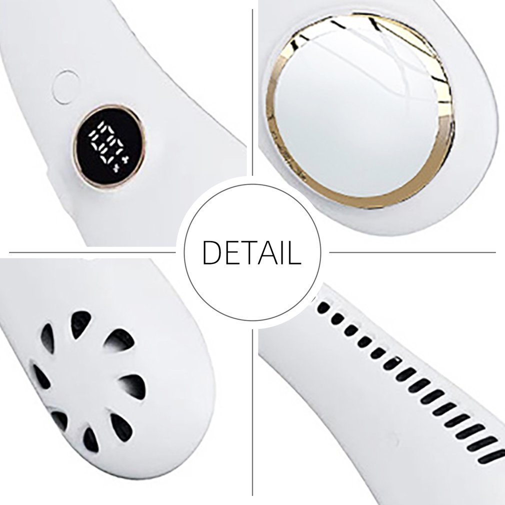 Quạt Không Cánh Đeo Cổ Sạc Cổng USB Có Màn Hình LED Yên Tĩnh