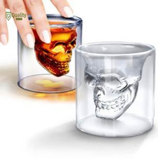 Ly uống rượu/cocktail 25ml bằng thủy tinh trong suốt hình hộp sọ sang trọng đẹp mắt