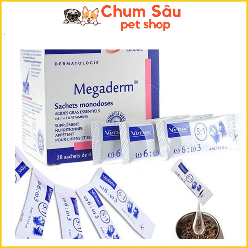 Gel Dinh Dưỡng Giúp Mượt Da Lông, Giảm Ngứa, Giảm Rụng Lông Megaderm Virbac - gói 4ml